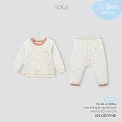 NOUS - Bộ dài cài thẳng màu trắng in họa tiết cam - Nu Petit - NB - SS24.T10A