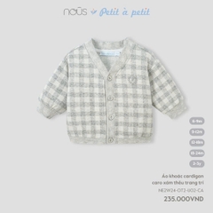NOUS - Áo khoác cardigan caro xám thêu trang trí - Nu Velours - 12M - SS24.T10A