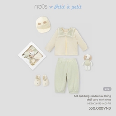 NOUS - Set quà tặng 4 món màu trắng phối caro xanh nhạt - Nu Velours - 1Y - SS24.T10B