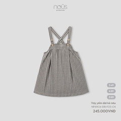 NOUS:-:Váy:yếm:dài:kẻ:nâu:-:3-4Y:-:SS24.T10A