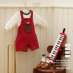 NOUS - Quần yếm đỏ kèm áo trắng thêu trang trí - Nu Velours - 12M - SS24.XMAS