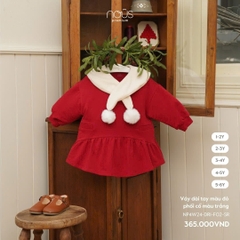 NOUS - Váy dài tay màu đỏ phối cổ màu trắng - Nu Velours - 1Y - SS24.XMAS