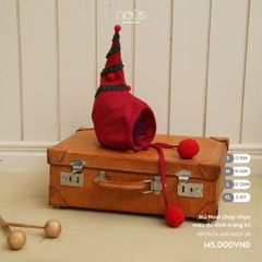 NOUS - Mũ Noel chóp nhọn màu đỏ đính trang trí - Nu Velours - M - SS24.XMAS