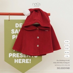 NOUS - Áo choàng có mũ màu đỏ thêu trang trí - Nu Velours - 12M - SS24.XMAS