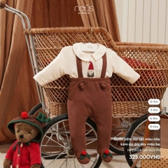 NOUS - Quần yếm dài tất màu nâu kèm áo dài tay màu be - Nu Velours - 0M - SS24.XMAS