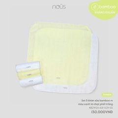NOUS - Set 5 khăn sữa bamboo màu xanh lá nhạt phối trắng - Nu Bamboo - FS - SS24.11B