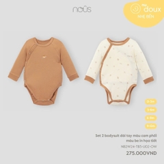 NOUS - Set 2 body dài tay màu cam phối màu be in họa tiết - Nu Doux - 0M - SS24.11B