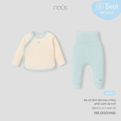 NOUS - Bộ cài lệch dài màu trắng phối xanh da trời NB - Nu Petit - NB - SS24.11B