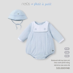 NOUS - Body dài tay kèm mũ màu xanh phối trắng - Nu Air - 3M - SS24.T12A