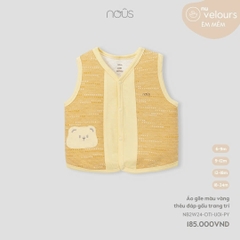 NOUS - Áo gile màu vàng thêu đáp gấu trang trí 6M - SS24.T12A