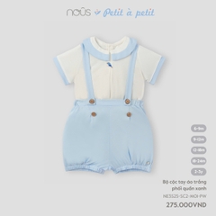 NOUS - Bộ cộc tay áo trắng phối quần xanh - Nu Petit - SS25.T2A