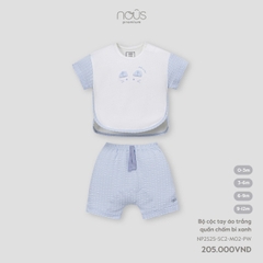NOUS - Bộ cộc tay áo trắng quần xanh - Nu Doux - SS25.T2A