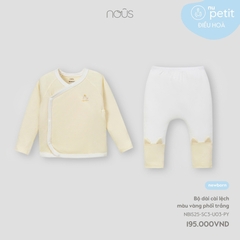 NOUS - Bộ dài cài lệch màu vàng phối trắng - Nu Petit - SS25.T3A