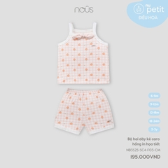 NOUS - Bộ hai dây kẻ caro hồng in họa tiết - Nu Petit - SS25.T3A