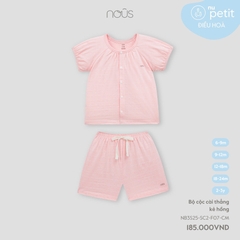 NOUS - Bộ cộc cài thẳng kẻ hồng - Nu Petit - SS25.T3A