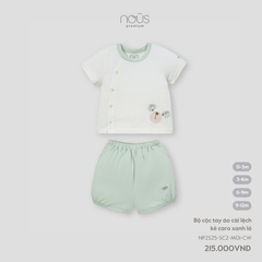 NOUS - Bộ cộc tay áo cài lệch kẻ caro xanh lá - Nu Doux - SS25.T3B