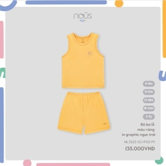 NOUS MINI - Bộ ba lỗ màu vàng in graphic ngực trái - SS25.T3C