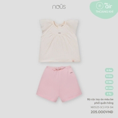 NOUS S10 - Bộ cộc tay áo màu be phối quần hồng - 12-18M - SS25.T4A