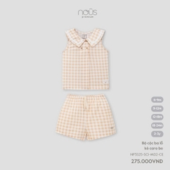 NOUS - Bộ cộc ba lỗ kẻ caro be - SS25.T5A
