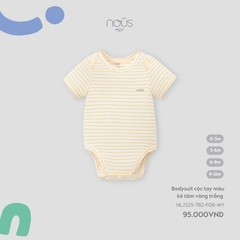 NOUS MINI - Body chip cộc tay màu kẻ tăm vàng trắng - - 9-12M - SS25.T5C