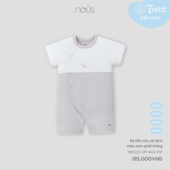 NOUS - Body cộc cài lệch màu xám phối trắng - SS25.T7A