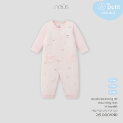 NOUS - Body dài không tất màu hồng nhạt in họa tiết - SS25.T7A