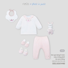 NOUS - Set quà tặng 5 món màu trắng phối kẻ caro hồng - SS25.T7A