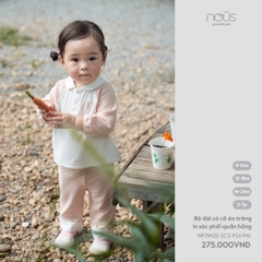 NOUS - Bộ dài có cổ áo trắng in sóc phối quần hồng - SS25.T7A