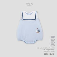 NOUS - Body sát nách xanh da trời in thuyền phối trắng - SS25.T7A