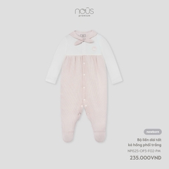 NOUS - Body dài tất kẻ hồng phối trắng - SS25.T8A