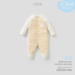 NOUS:S15:-:Bộ:liền:dài:có:tất:hoạ:tiết:kẻ:vàng:trắng:NB:-:Newborn:-:SS25.T8C