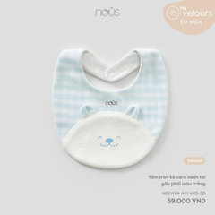 NOUS - Yếm tròn kẻ caro xanh tai gấu phối màu trắng -SS25.T9A