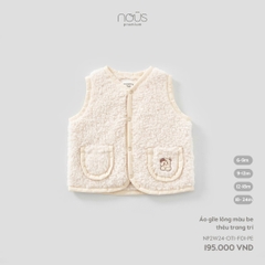 NOUS:-:Áo:gile:lông:màu:be:thêu:trang:trí:-:6-9M:-:SS25.T9C