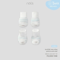 NOUS - Set BTBC màu trắng phối kẻ xanh nhạt - SS25.T10A