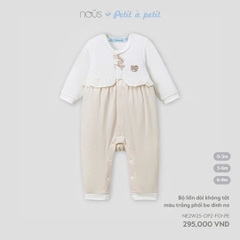 NOUS - Body dài không tất màu trắng phối be đính nơ - SS25.T10A