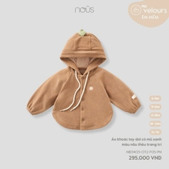NOUS - Áo khoác tay dơi có mũ xanh màu nâu thêu trang trí - 2-3Y - SS25.T10A