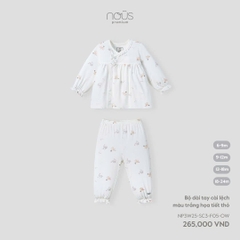 NOUS - Bộ dài tay cài lệch màu trắng họa tiết thỏ - 9-12M - SS25.T10A