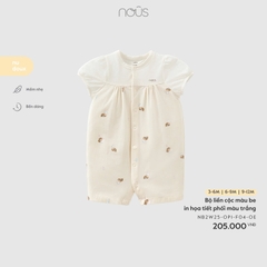 NOUS - Body cộc màu be in họa tiết phối màu trắng - SS25.T11A