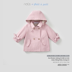 NOUS - Áo khoác măng tô dài có mũ màu hồng thêu trang trí - 9-12M - SS25.T11A