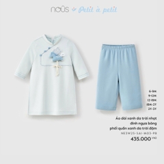 NOUS - Áo dài xanh da trời nhạt đính ngựa bông phối quần xanh da trời đậm - 9-12M - SS25.TET