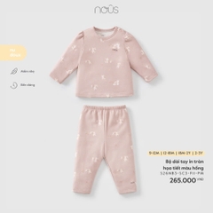 NOUS - Bộ dài tay in tràn họa tiết màu hồng - 12-18M - SS26.T1A