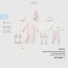 NOUS - Combo đi sinh 16 món hồng nhạt họa tiết phối trắng - Newborn - SS26.T1A