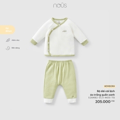 NOUS - Bộ dài cài lệch áo trắng quần xanh - Newborn - SS26.T1A