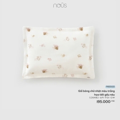 NOUS - Gối bông chữ nhật màu trắng họa tiết gấu nâu - FS - SS26.T1A