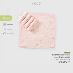 NOUS - Set 5 khăn sữa bamboo màu hồng in họa tiết - FS - SS26.T1A