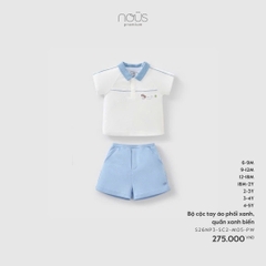 NOUS - Bộ cộc tay áo phối xanh, quần xanh biển - 4-5Y - SS26.T3B