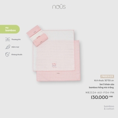 NOUS - Set 5 khăn sữa bamboo hồng mix trắng - FS - SS26.T4A