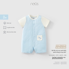 NOUS - Bộ liền cộc sọc xanh biển phối be in họa tiết - 0-3M - SS26.T4A