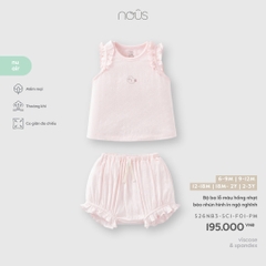 NOUS - Bộ ba lỗ màu hồng nhạt bèo nhún hình in ngộ nghĩnh - 9-12M - SS26.T4A