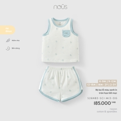 NOUS - Bộ ba lỗ màu xanh in tràn họa tiết mực - 18-24M - SS26.T4A